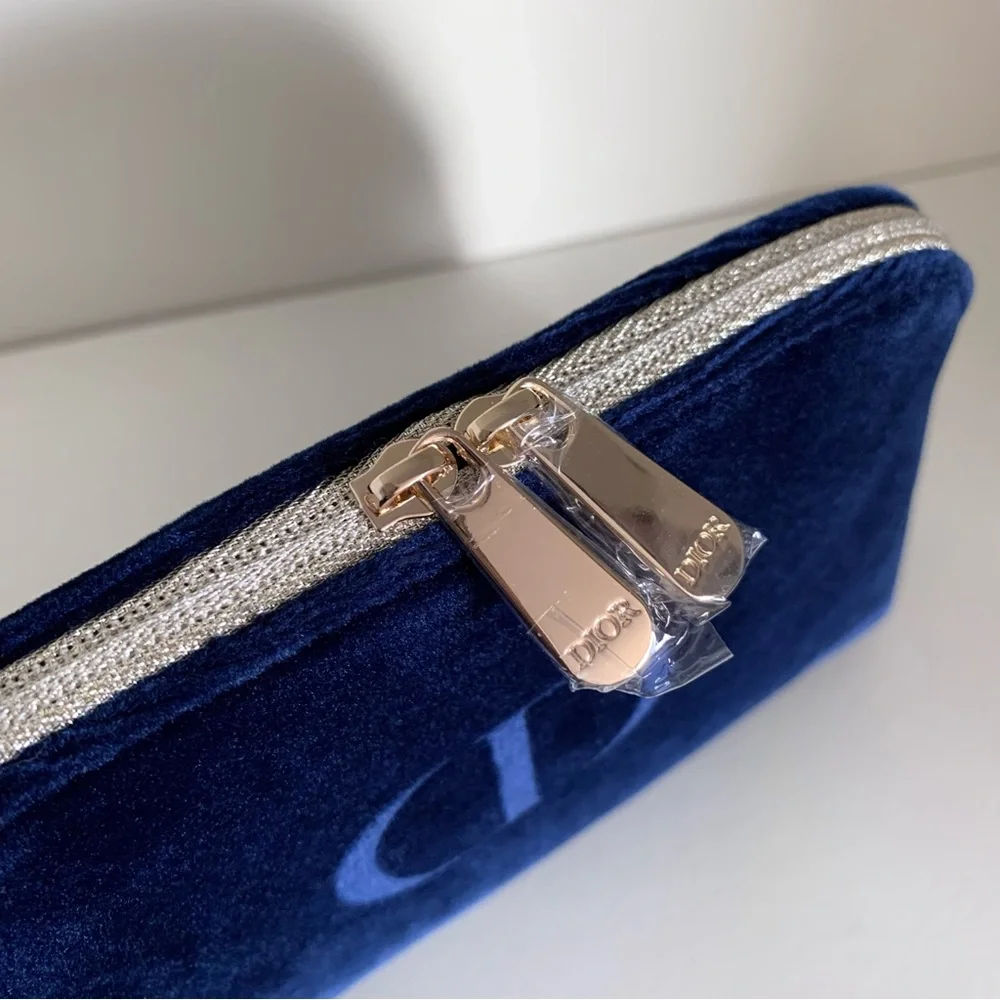 Dior navy velvet zippy pouch